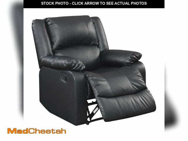 Lot 74-12512744 - Relax-A-Lounger Pittsburg Recliner in Black Faux Leather Upholstery - UNUSED