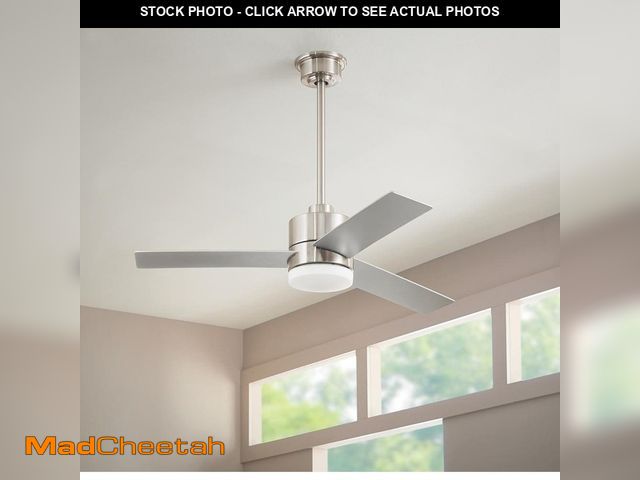 Lot 74-13226035 - Hampton Bay Madison 52 in. Indoor Brushed Nickel Ceiling Fan with Adjustable White Integrated LED wi...