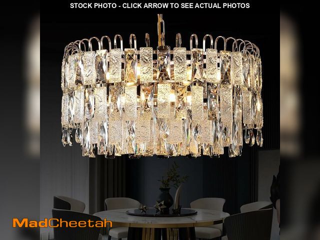 Lot 74-13697981 - Fashtop 20" Modern Gold K9 Crystal Chandelier 9-Light 4 Tiers Crystal Lighting Fixture Luxury for Li...