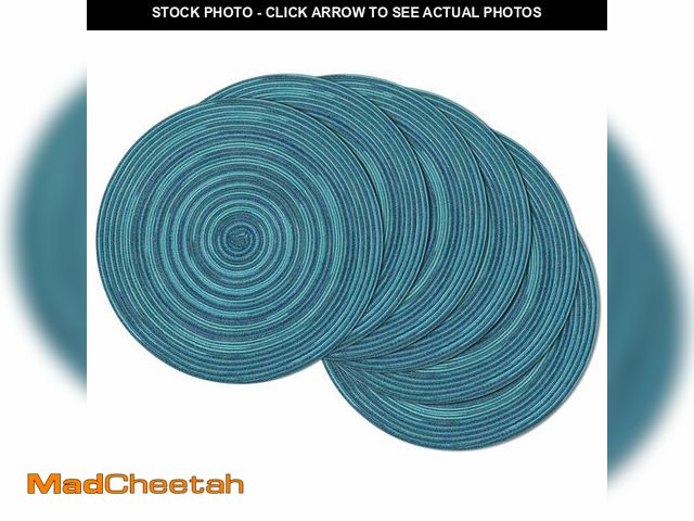 Lot 74-14384976 - SHACOS 15 inch Round Placemats Set of 6 Variegated Multicolor Place Mats Cotton Polyester Braided No...