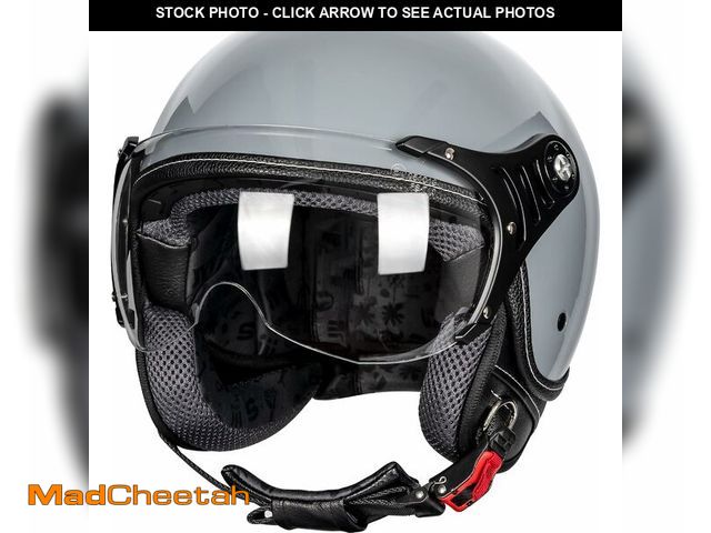 Lot 74-13710884 - Yesmotor 3/4 Motorcycle Helmets Retro Open Face Scooters Helmet with Clear Visor for Men and Women- ...