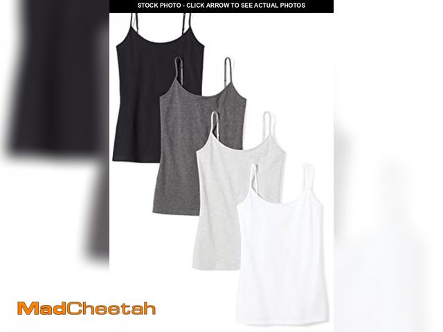 Lot 74-9623947 - Amazon Essentials Women's Slim-Fit Camisole, Pack of 4, Black/Charcoal Heather/Light Grey Heather/Wh...