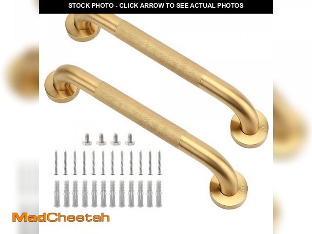 Lot 74-12441409 - Rackickyer Shower Grab Bar, 2 Pack 12 Inch Gold Bathroom Grab Bar, 1.25" Diameter 304 Stainless Stee...