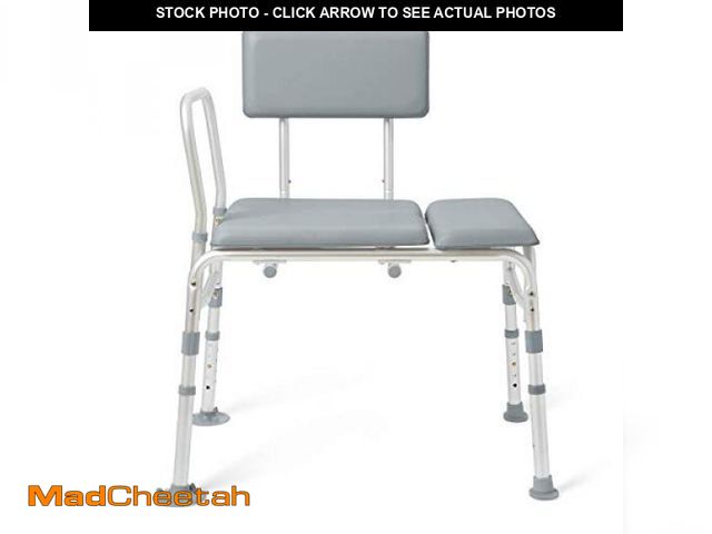 Lot 74-12137110 - Medline Padded Transfer Bench for Bathtub and Shower, Height Adjustable, Slip-Resistant Legs, Rust-R...
