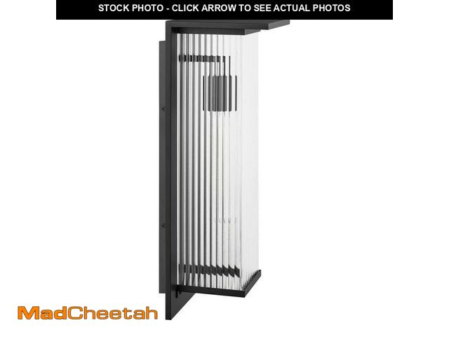 Lot 74-12692451 - Home Decorators Collection Jardine 20 in. 1-Light Black Modern Outdoor Wall Light Fixture with Clear...