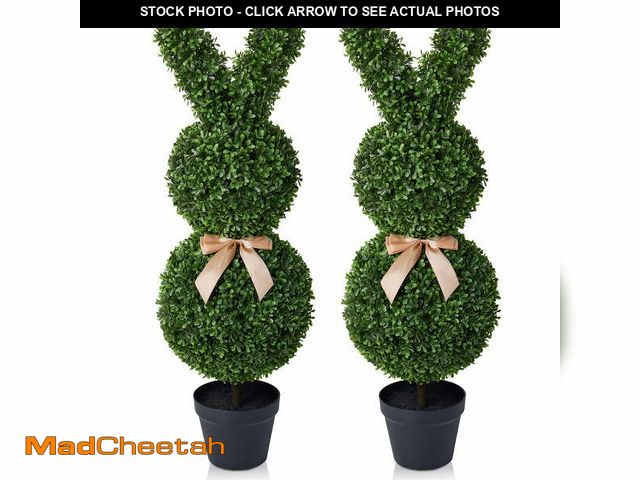 Lot 74-13817002 - DR.Planzen 2 Pack 36'' Artificial Boxwood Easter Bunny Topiary, Green Spring Outdoor Indoor Decor - ...