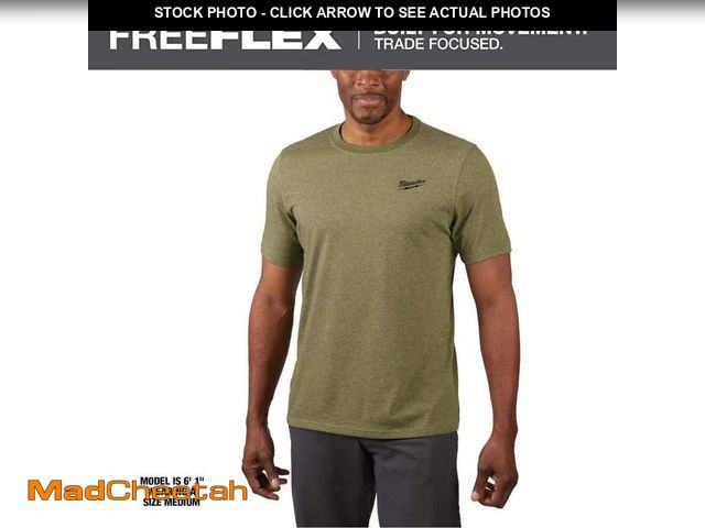 Lot 74-14313551 - Milwaukee Men's Large Green Cotton/Polyester Short-Sleeve Hybrid Work T-Shirt - UNUSED