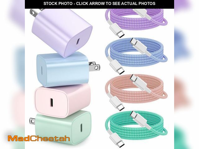 Lot 74-12698183 - Aorle for iPhone 16 15 Charger Fast Charging [4 Pack] 20W USB C Wall Charger Block with 6FT USB C Ch...