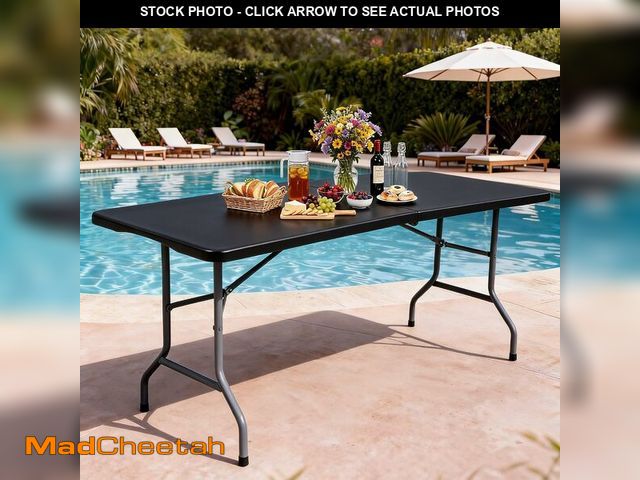 Lot 74-14349377 - DWVO 6FT Folding Table, Heavy Duty Folding Tables with Carrying Handle, HDPE Fold up Table for Outdo...