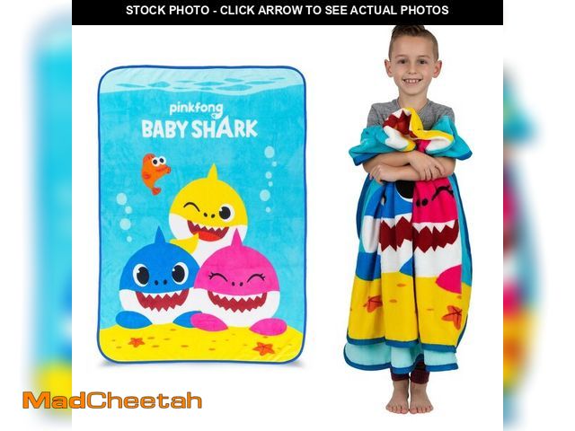 Lot 74-13949870 - Franco Kids Bedding Super Soft Micro Raschel Throw, 46 in x 60 in, Baby Shark - UNUSED