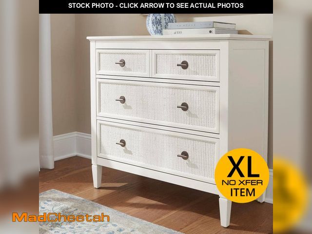 Lot 74-13036701 - Home Decorators Collection Marsden Ivory 3-Drawers 38 in. Cane Chest of Drawers - UNUSED