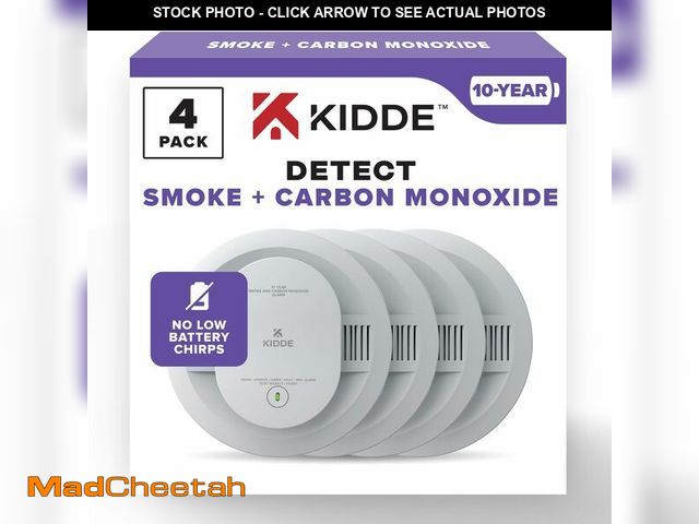 Lot 74-13325398 - Kidde Smoke &amp; Carbon Monoxide Detector, 10-Year Battery Powered, LED Warning Light Indicators, 4...