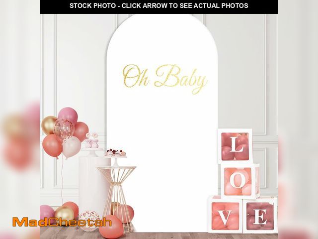 Lot 74-13996769 - Thick Arch Backdrop Cover 7.2FT, White Arch Covers Stretchy Backdrop with Zipper Spandex Fitted Wedd...