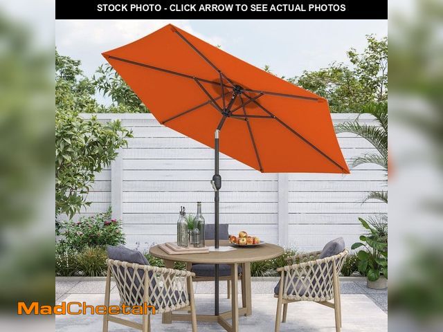 Lot 74-14115508 - Sonkuki 7.5 ft. Patio Market Crank and Tilt Umbrellas, Table Umbrellas,UV-Resistant Canopy in Orange...