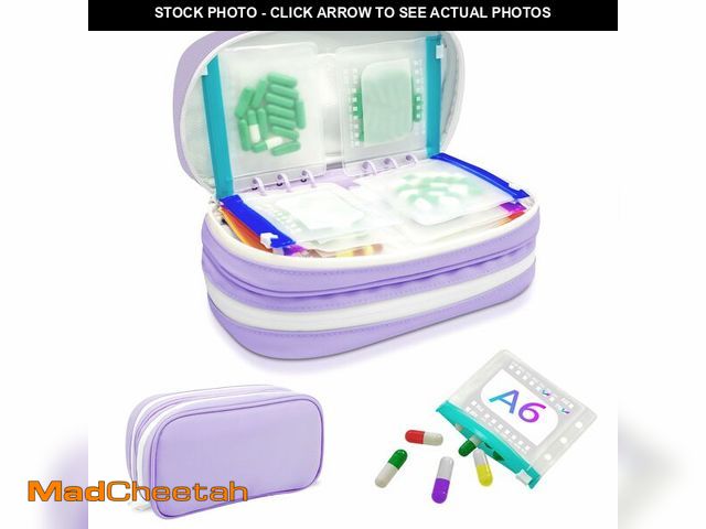 Lot 74-14273162 - Timueetech XXL A6 Double-Compartment Waterproof Pill Organizer with 28 M Size Zippered Pill Pouches ...