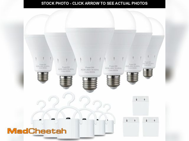 Lot 74-13989699 - DEBAOBULB6 Pack Rechargeable Emergency Light Bulbs, Battery Powered LED Light Bulb 6000K Daylight E2...