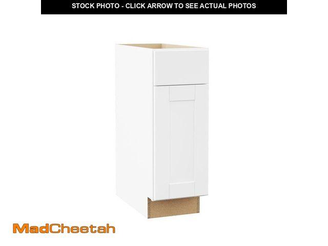 Lot 74-13648064 - Hampton Bay Shaker 12 in. W x 24 in. D x 34.5 in. H Assembled Base Kitchen Cabinet in Satin White - ...