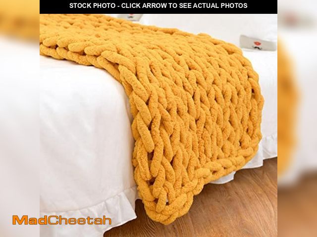 Lot 74-11548107 - Chunky Knit Blanket Throw 40"Ã40", Hand Knitted Warm Chenille Throw Blanket, Home Decor Soft Thick ...
