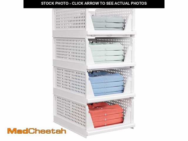 Lot 74-14265508 - caktraie 4 Pack Stackable Closet Storage Basket - Stackable Storage Bins, Multifunctional &amp; Fold...