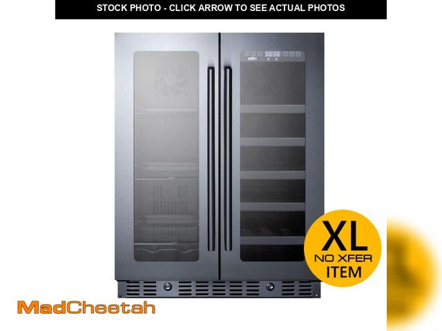 Lot 74-13046743 - Summit Appliance 24 in. Built-in French Door Dual Zone 21-Bottle Wine and 60-Can Beverage Cooler - U...