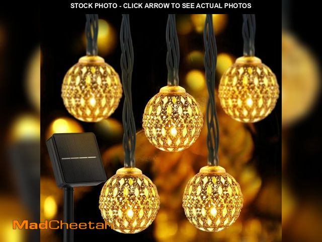 Lot 74-12121133 - Solar Moroccan String Lights Outdoor 60 LED 36 Ft Globe Fairy Lights with 8 Lighting Modes, Waterpro...