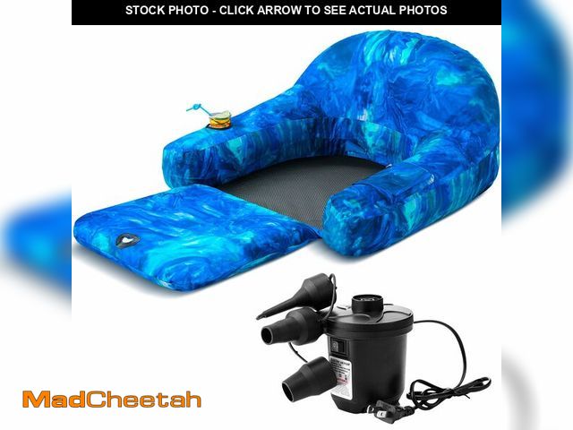 Lot 74-14213487 - Simgoing Fabric Covered Pool Float Lounge for Adults 2 in 1 Convertible Chair Lounger Large Inflatab...