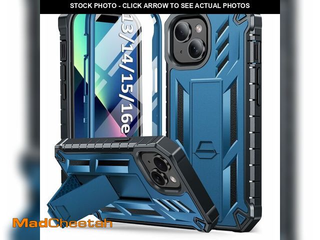 Lot 74-14302335 - SOiOS for iPhone 13/14/15 Phone Case: for iPhone 16e Protective Cover with Built-in Kickstand | Heav...