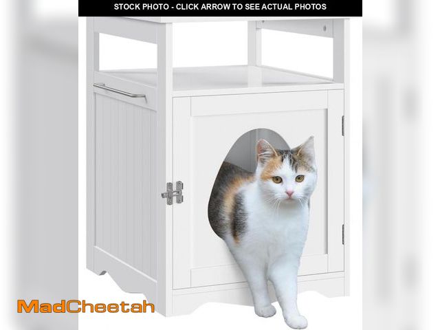 Lot 74-12137389 - Yaheetech Cat Litter Box Enclosure, Hidden Litter Box Furniture with Open Shelf, Indoor Cat Washroom...