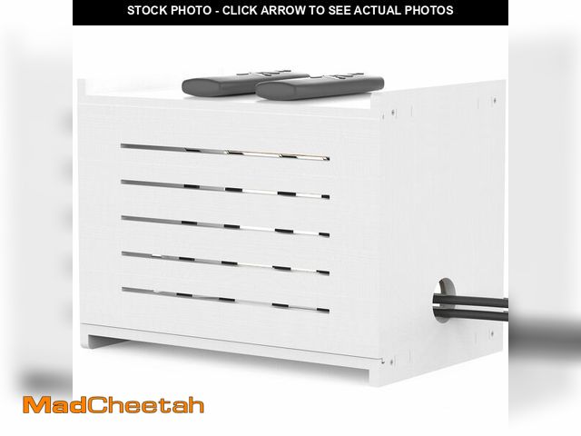 Lot 74-13576566 - Wooden WiFi Router Storage Box, Decorative Router Hider with Cable Management System, Countertop Mod...