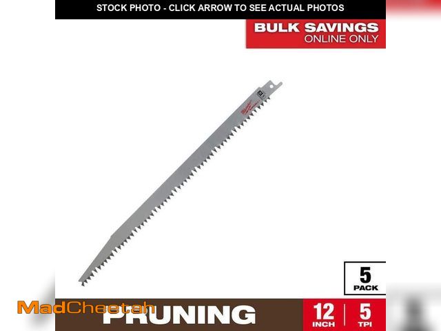 Lot 74-14085763 - Milwaukee 12 in. 5 TPI Pruning SAWZALL Reciprocating Saw Blades (5-Pack) - UNUSED