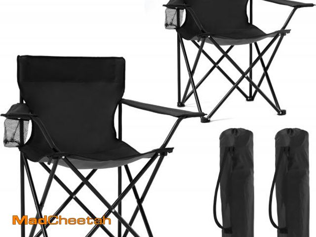 Lot 74-12136716 - 2 Pack Portable Camping Chairs Folding Lawn Chair Outdoor Lightweight Beach Chair with Cup Holder &a...