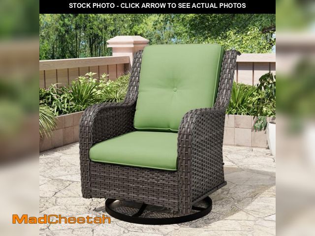 Lot 74-12093701 - Anahit Outdoor Wicker Swivel Glider Chair With Olefin Fabric Cushions - UNUSED
