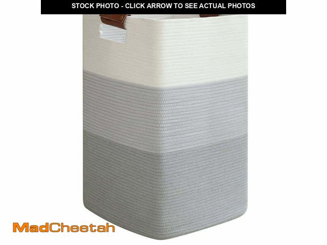 Lot 74-12764603 - CHERISHGARD 90L laundry Hamper? Large Laundry Basket? Woven Storage Basket with Leather Handles? Cot...