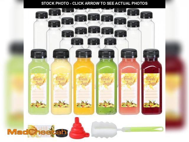 Lot 74-11554006 - Mrhuazhai 30pcs 10oz Empty Plastic Juice Bottles with Caps Reusable Food Grade Drink Bottles with Le...