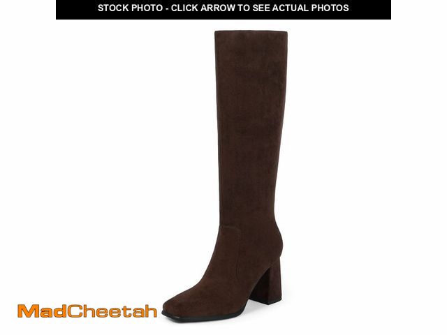 Lot 74-14482786 - Womens Knee High Boots Square Toe Chunky Heel Tall Boots, Darkbrown, 9 - UNUSED
