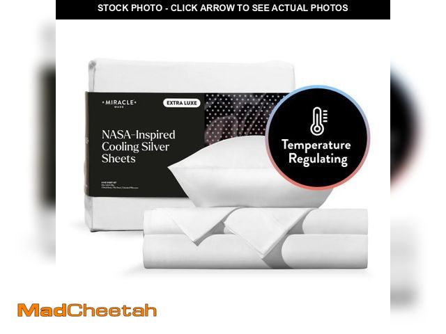 Lot 74-12218479 - Miracle Made Extra Luxe Soft Cooling Bed Sheet Set, 4-Piece, Silver-Infused Cotton Fabric, Breathabl...