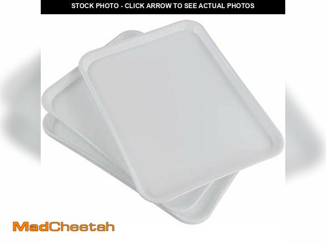 Lot 74-14148809 - Inhouse White Plastic Serving Tray-Rectangular, 17.2"X13.5"X0.9" (4 Packs) - UNUSED