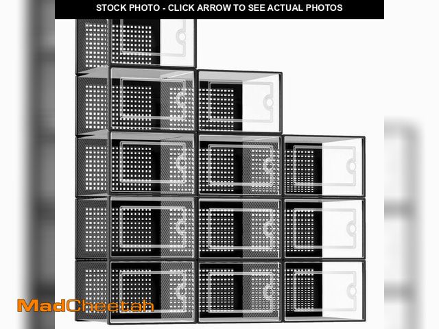 Lot 74-13544979 - Kuject X-Large Shoe Storage Boxes Organizers Clear Plastic Stackable 12 Pack, Shoe Rack &amp; Holder...