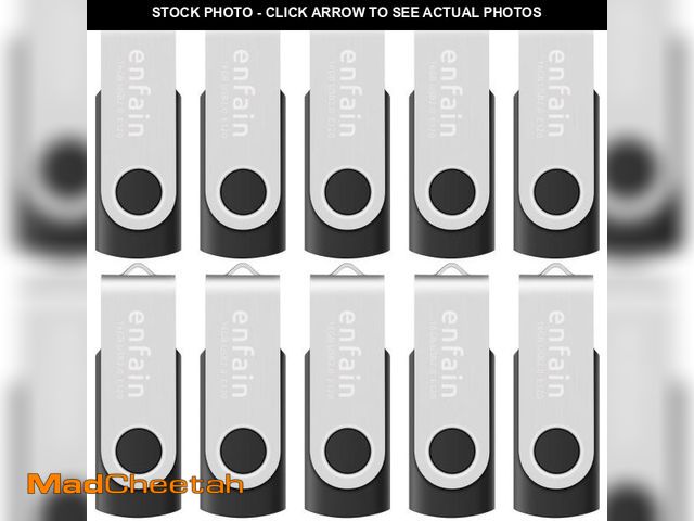 Lot 74-11545063 - 10-Pack Enfain 16GB USB 2.0 Swivel Flash Drives: Shareable Data Storage for Home &amp; Office Use (B...