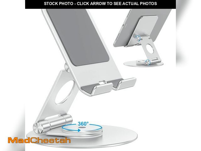 Lot 74-14212043 - OMOTON T6 Swivel Tablet Stand for iPad with 360 Rotating Base, Foldable Adjustable Holder for Drawin...