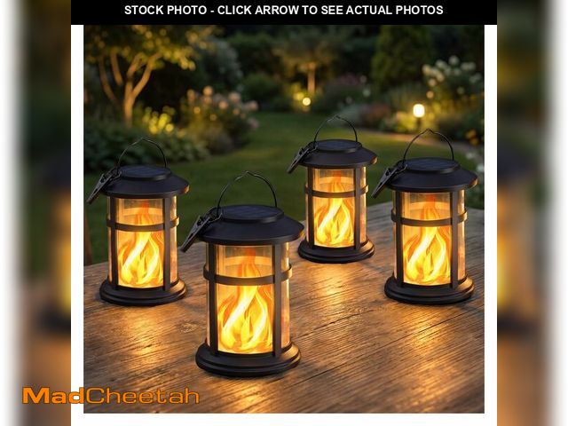 Lot 74-14430148 - Otdair Solar Lanterns Outdoor Waterproof with Flickering Flame, 4 Pack - UNUSED