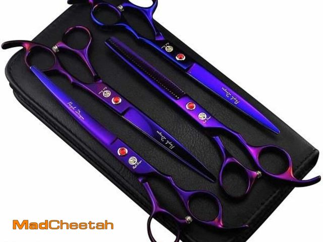 Lot 74-11875843 - Purple Dragon Professional 7.0 inch 4PCS Pet Grooming Scissors Kit Japan Premium Steel Straight &amp...