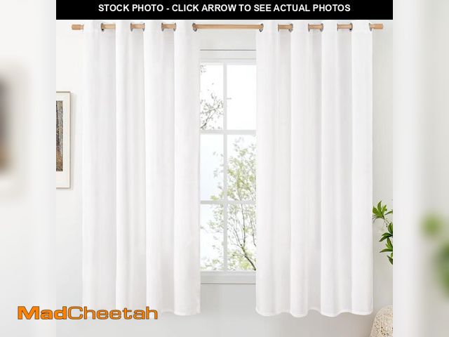 Lot 74-12324123 - BGment Pure White Linen Curtains for Living Room Privacy 63 Inch Length, Grommet Thick Natural Windo...