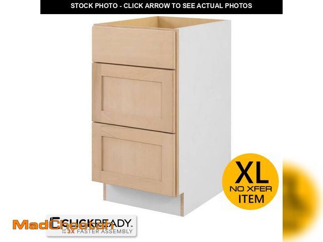 Lot 74-12640304 - Hampton Bay 18 in. W x 24 in. D x 34.5 in. H Ready to Assemble Drawer Base Kitchen Cabinet in Unfini...