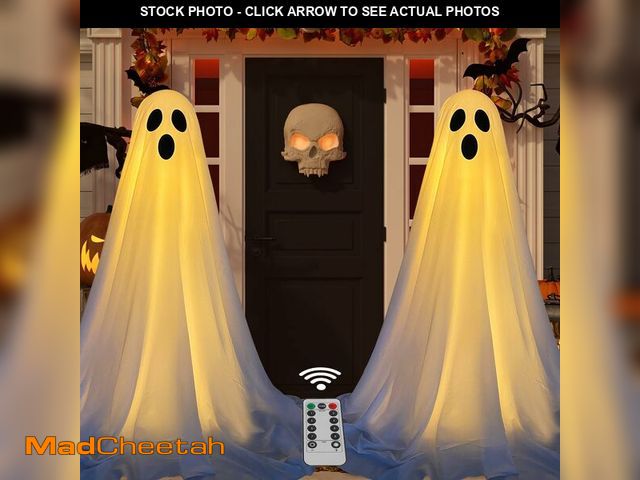 Lot 74-12971117 - DAZONGE 2 Packs Halloween Decorations Outdoor, Spooky Halloween Ghost Decor with Remote String Light...