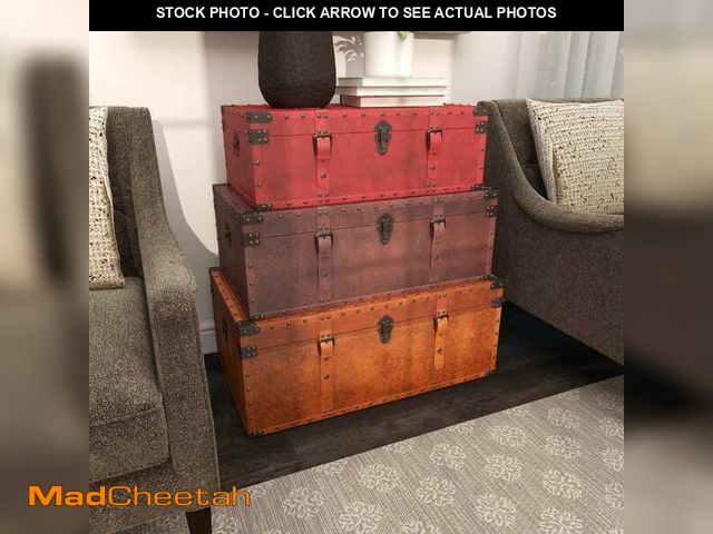 Lot 74-12901153 - Litton Lane Brown Wood Rustic Trunk (Set of 3) - UNUSED