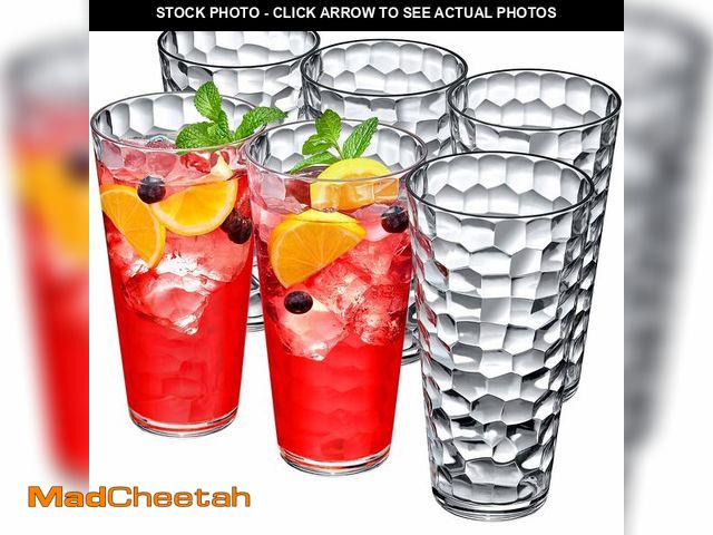 Lot 74-14423211 - Amazing Abby - Iceberg - 30-Ounce Plastic Tumblers (Set of 6), Iced-Tea Drinking Glasses, All-Clear ...
