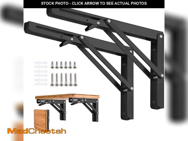 Lot 74-12558271 - Angel Sar 16 in. Heavy Duty Stainless Steel Collapsible Triangle Shelf Bracket with Screws for Bench...