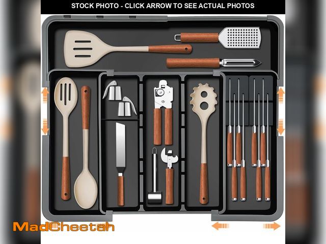 Lot 74-12702747 - Large Utensil Drawer Organizer for Kitchen, Expandable Silverware Organizer Utensil Holder, Cutlery ...