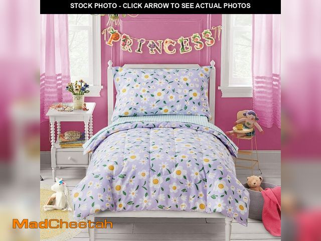 Lot 74-12882856 - UOZZI BEDDING 4 Pieces White Girls Toddler Bedding Set Purple Floral Style - Includes Adorable Quilt...